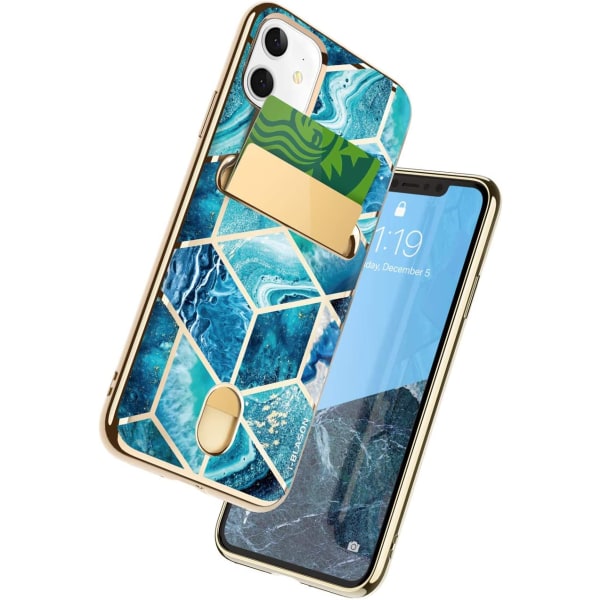 Wallet Slim Designer Wallet Case iPhone 11 Blå