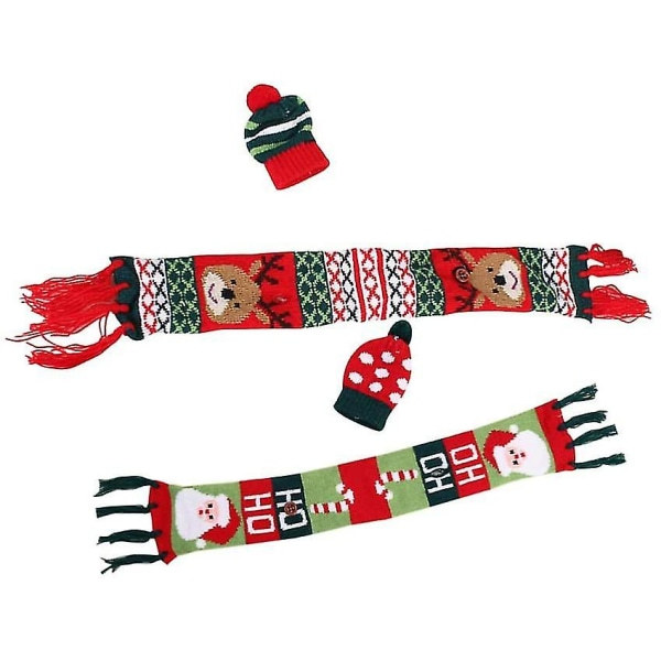 Christmas Wine Bottle Cover Set Mini Tomteluva och halsduk 4 stycken
