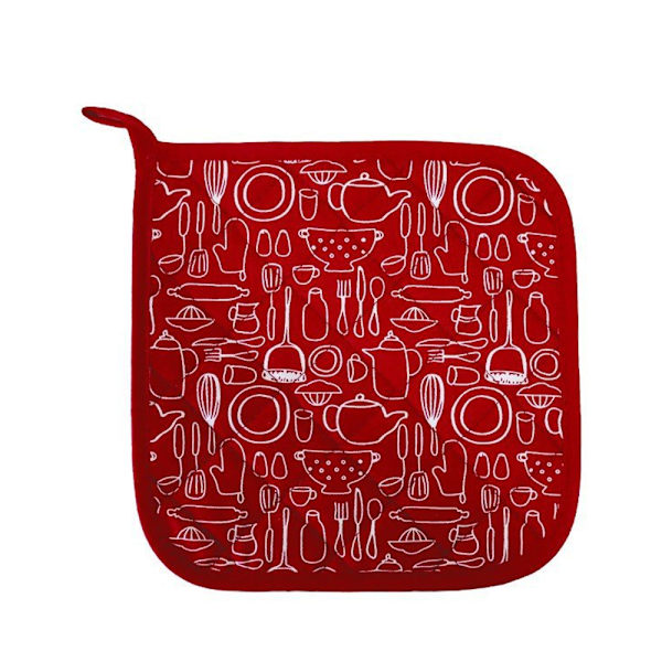 Bomull daglig basgrytlapp för kök värmebeständig underläggsgrytlapp, 20cmx20cm set med 3 röda.