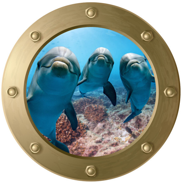 3D Cabin Vent Underwater Väggdekaler Badrum Sea Life Animals Dekal Vinylaffisch 2st 8