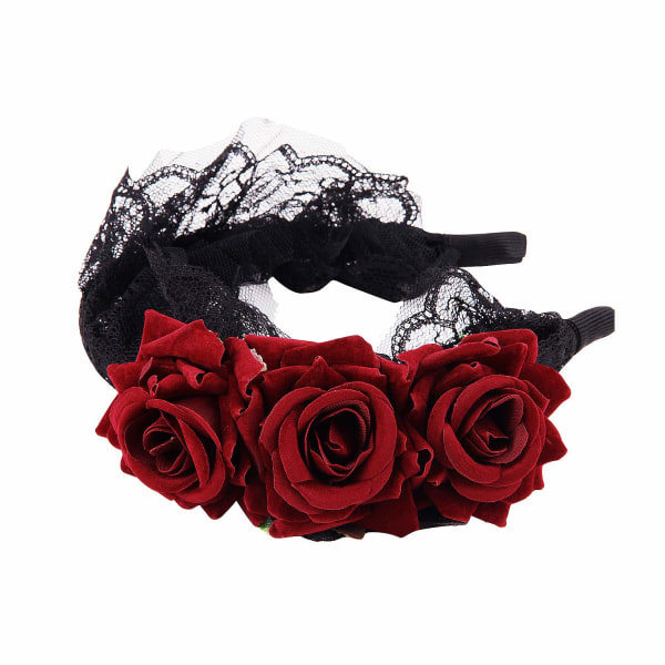 Flower Crown Pannband Rose Tiara Girls Kvinnor Blommig huvudbonad Halloween kostymtillbehör
