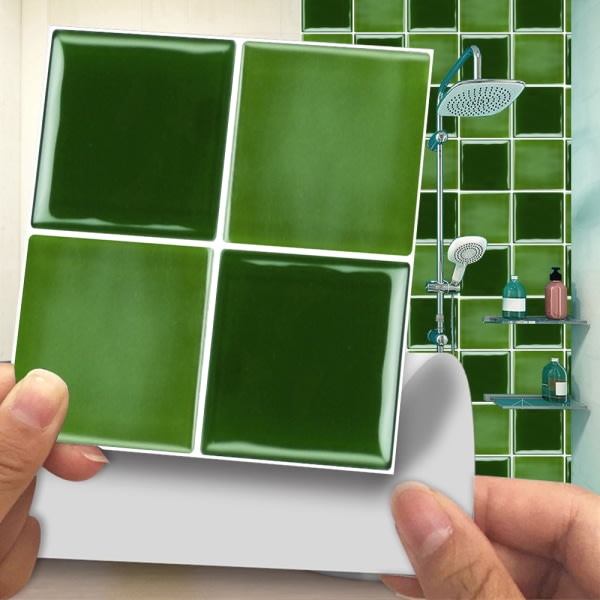 20 st 3D mosaik kakel klistermärke självhäftande heminredning 1# Grön 15x15cm