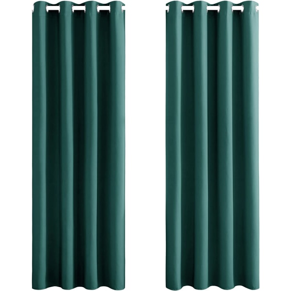 2 mörkläggningsgardiner (grön 132*45cm)
