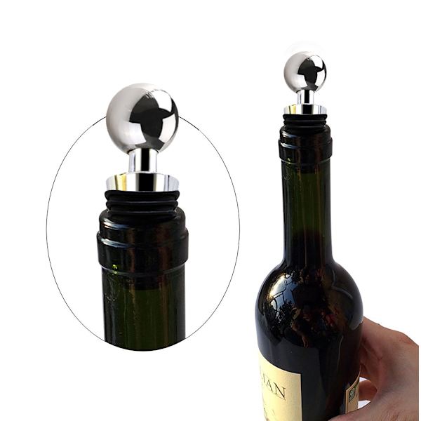 3-delad zinklegering kul design vinpropp set för vin, champagne, läsk, öl