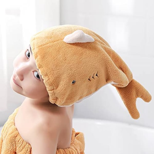 Söt tecknad Absorberande Snabbtorkande Badkar Wrap Set, Gul