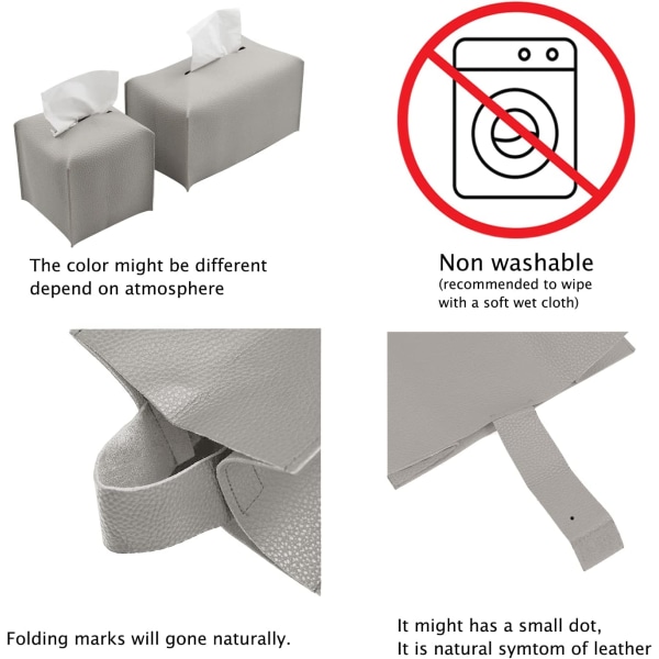 Läder rektangel Tissues Box Hållare Dekorativt case Grå