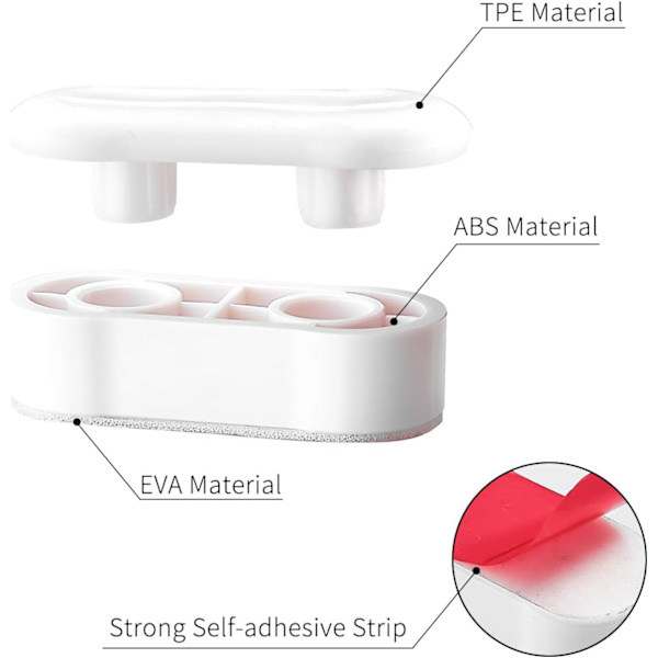 4-delad universal wc-sits set för bidé med cover, funktionell självhäftande kudde, oval, vit