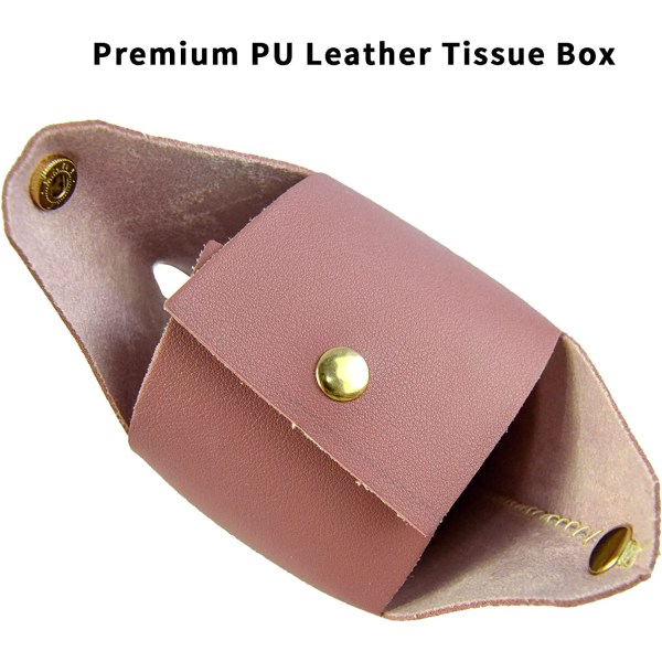 PU-läder rektangulär vävnadsboxhållare, 16cm×11cm×8cm, rosa