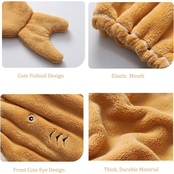 Söt tecknad Absorberande Snabbtorkande Badkar Wrap Set, Gul