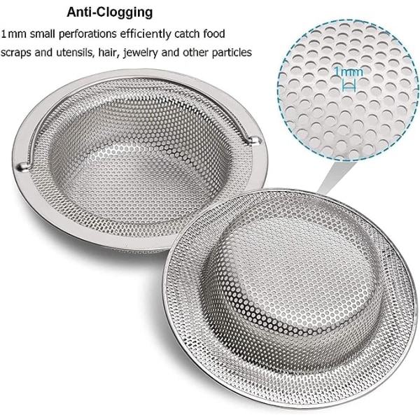 2-pack avloppssil i rostfritt stål Anti-täppa diskbänkssil Diskbänkssil 11 x 7,5 x 2 cm
