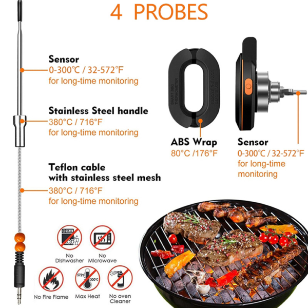 Utomhusgrill Smart trådlös grilltermometer Bluetooth