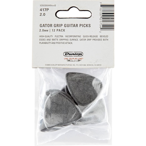 12-pack Standard 2,0 mm svarta gitarrplockar