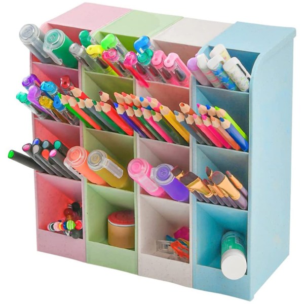4-delad pennhållare förvaringsbox set, kontor/lärare/skola utrustning/markör/gelpenna/borsthållare