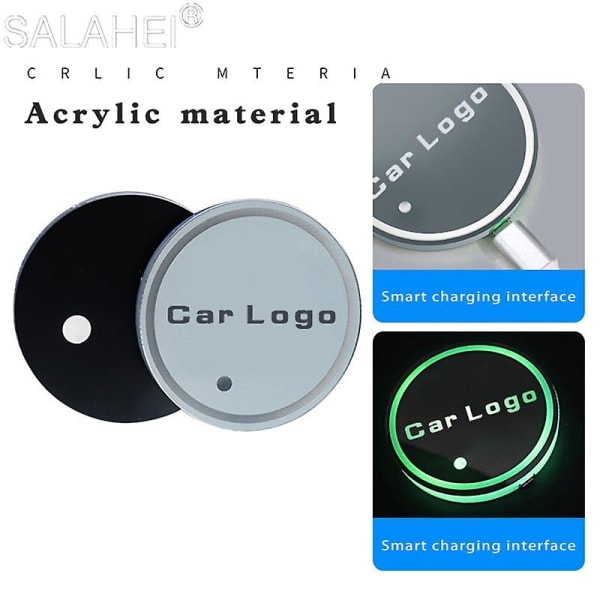 2-pack LED Bil Vattenkoppshållare Lampa Flask Underlägg för Skoda Octavia Superb Tillbehör