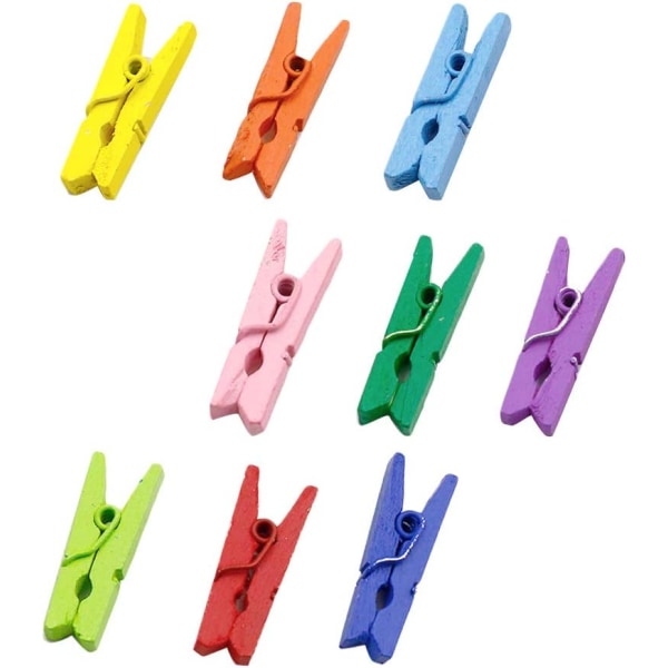 100 ST Klädnypor av naturligt trä Multifunktionella klädnypor Fotopappersklämmor Pins Craft Clips