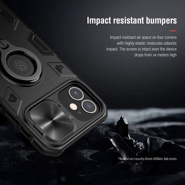 iPhone 12 Mini Slide Camera Cover Case Svart