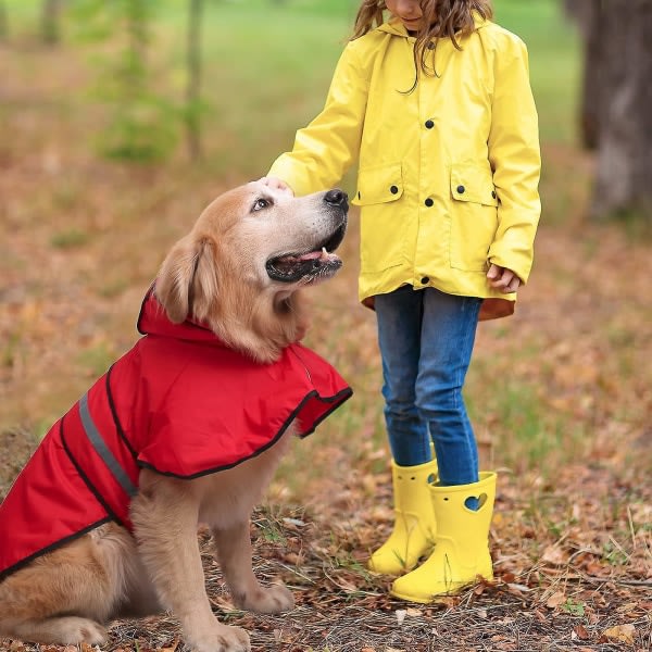 Regnjacka för hund med huva Poncho 11-20 lbs Regnrock för hund för husdjur, varm regnjacka för stor hund (1 förpackning, röd, XL)