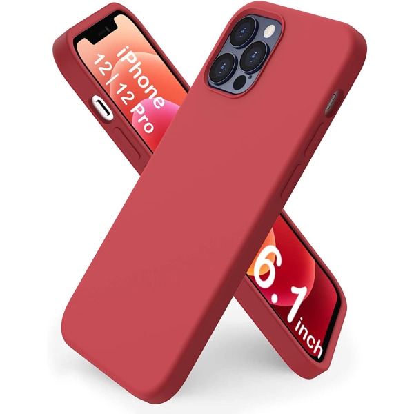 iPhone 12 Pro /12 Ultra-Tunn Flytande Silikon Phone case Röd