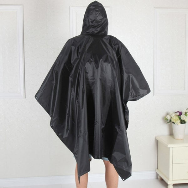 Vuxen huva poncho med fickor vattentät lätt unisex regnjacka gul