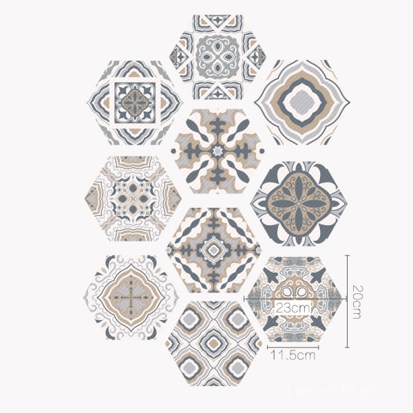 10 st hexagonala dekorativa hexagonala väggklistermärken halkfria Wate