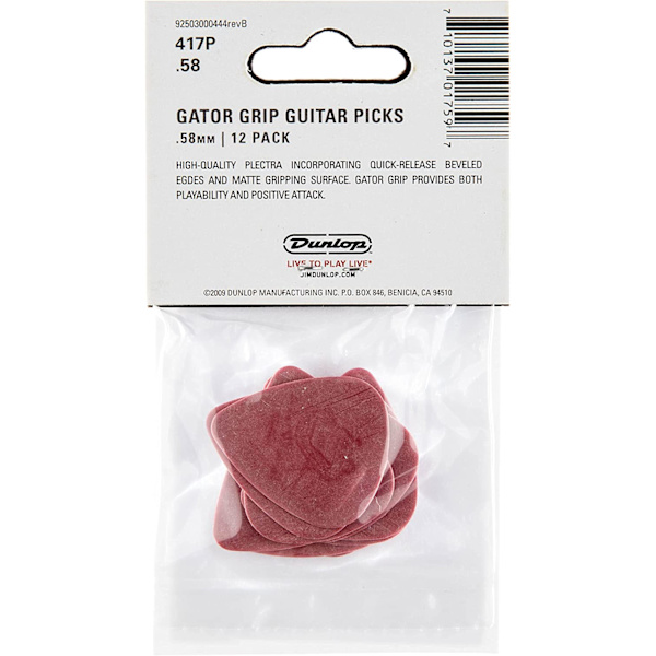 12-pack Standard ,58 mm röda gitarrplockar