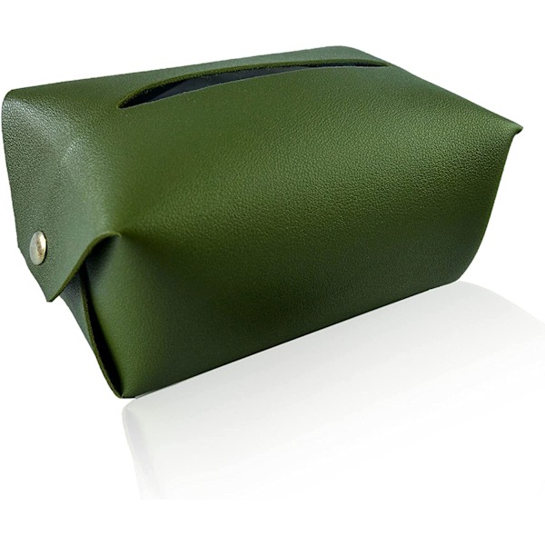 PU-läder rektangulär vävnadsboxhållare, 16cm×11cm×8cm, grön
