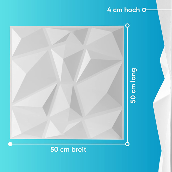 Tak Seamless 3D väggpanel, vit, 2 kvm