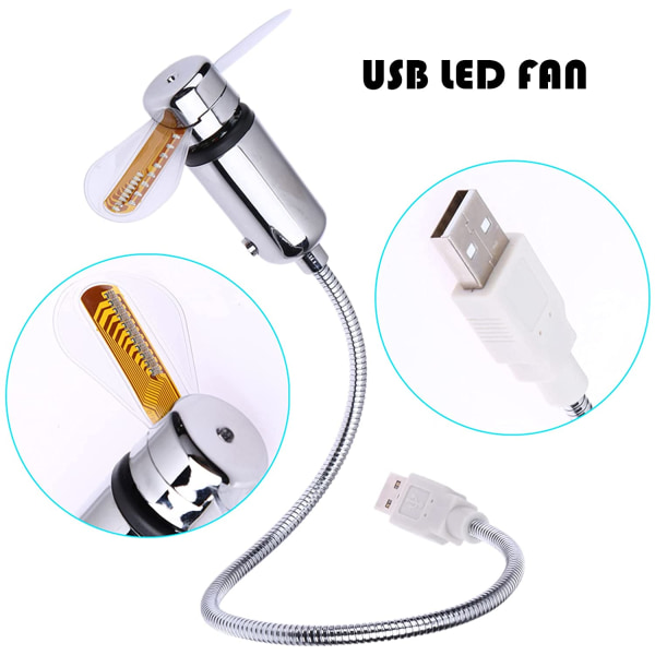 USB LED-klockfläkt med temperatur, mobil USB realtidsfläkt Fahrenheit och Celsius Display, tyst