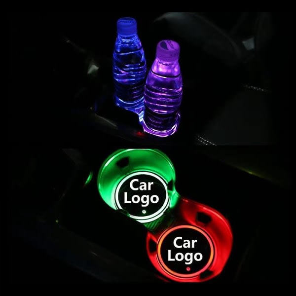 1PC färg bil LED mugghållare belysning kassan bakgrundsbelysning LED sades | | | används för Cadillacs logotyp