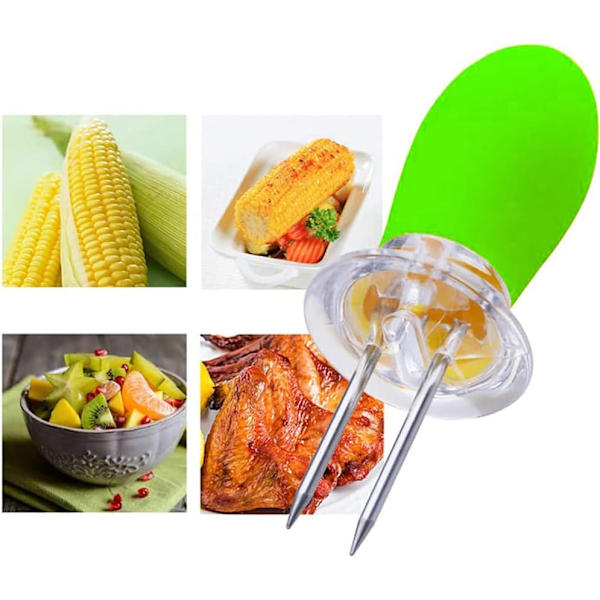 Majskolvhållare, stor majsgaffel, lämplig för kokt majs, grillad majs, frukt, etc. Svart 4-delad set