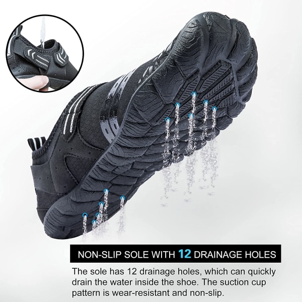 Aquatic Water Beach Shoes för män Halkskydd (45EU svart) black 45EU