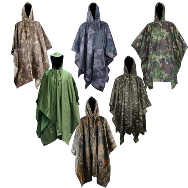 Multifunktion Militär Vattentät Camo Regnkappa Regnrock Herr Dam Regnande Poncho ljusgrön