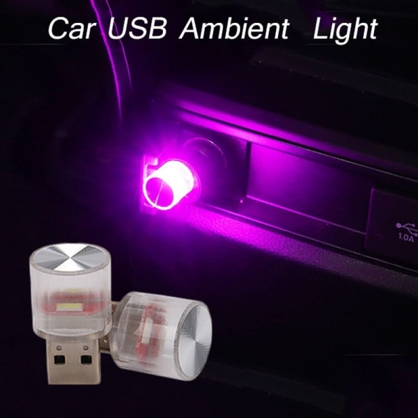 Bil Mini USB LED Ambient Light Dekorativa atmosfärslampor för interiörmiljö Light Plug Play