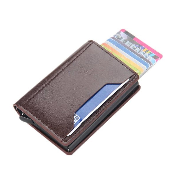 Smal plånbok för män PU-läder ID-korthållare rfid stöldskydd smart plånbok aluminiumlegering kreditkortshållare mini handväska för kvinnor Svart