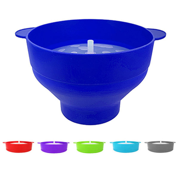 Popcorn Mikrovågsugn Silikon Vikbar DIY Popcorn Bucket Bowl Mak Dark blue