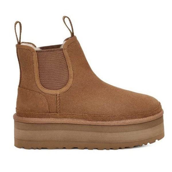 Vinterstövlar Chunky Heels Snow Boots Varma plyschstövlar För Dam Brun 35/225mm