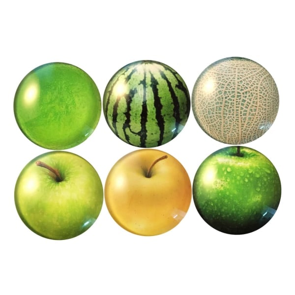 Kylskåpsmagneter - Frukt & Bär - Glas - 8-Pack Multicolor