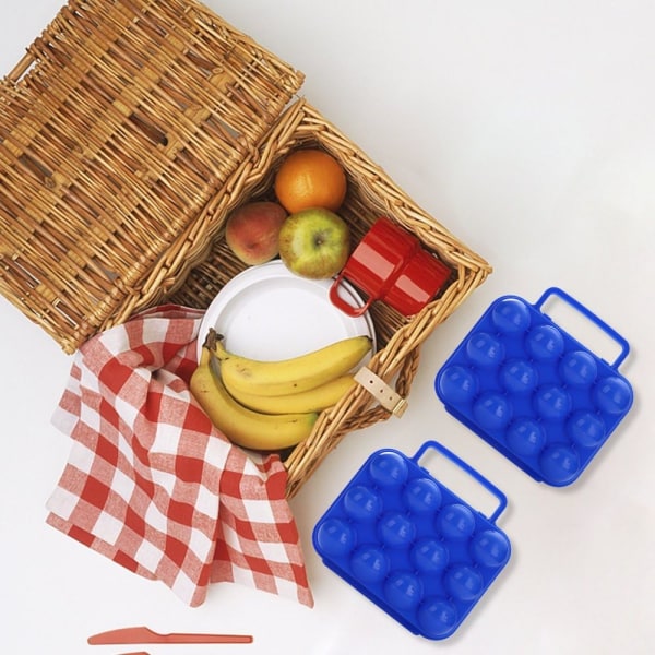 12 ägg stötsäkra behållare för campingturer, bärbar äggförvaringslåda för utomhusvandring