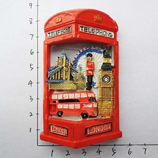 3D kylskåpsmagnet London England telefonbox stil resesoffa