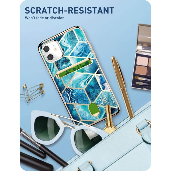 Wallet Slim Designer Wallet Case iPhone 11 Blå