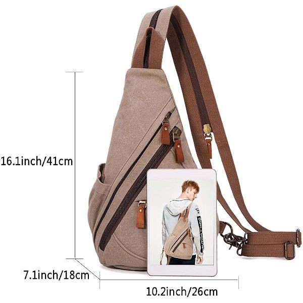 Canvas Sling Bag - Liten Crossbody ryggsäck Shoulder Casual Daypack ryggsäck för män kvinnor