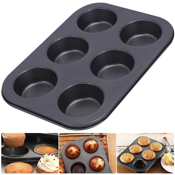 Form silikon, muffinsplåt för 6 muffins, för muffins, muffinsbakplåt - svart