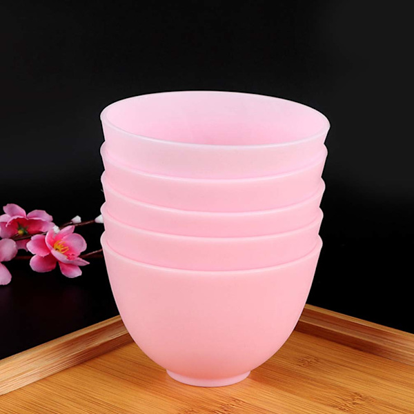 3 ST DIY Face Mixing Bowl Facial Mud Bowl Silikon (Rosa)