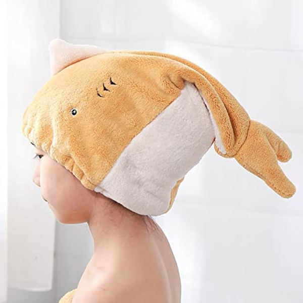 Söt tecknad Absorberande Snabbtorkande Badkar Wrap Set, Gul