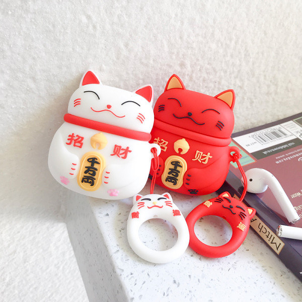 Case för 3D Cute Cartoon Lucky Cat Air_sPods () cover för Ap