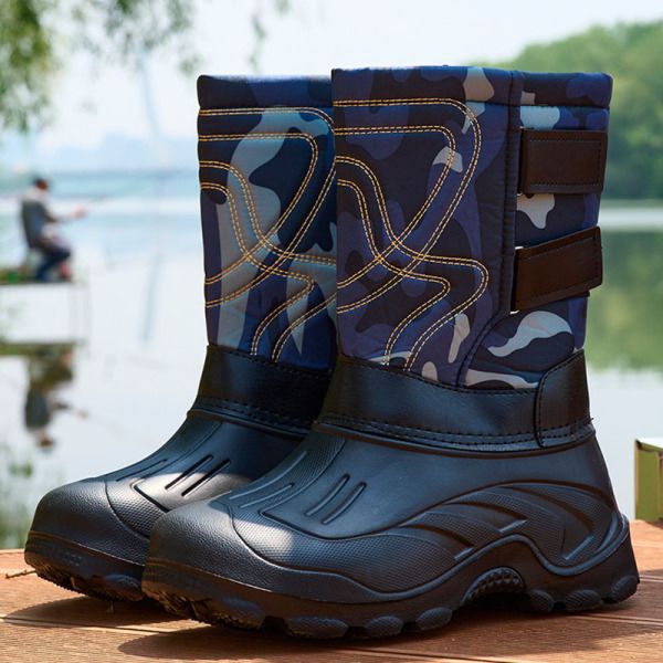 Komfort vattentät vintersko för män Casual Platform Mid Calf Boot Blue 46