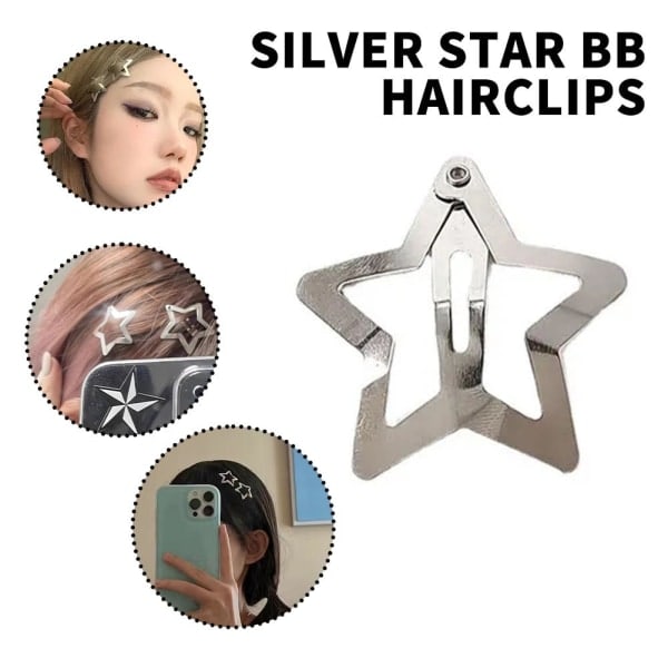 10:a Y2K Spicy Girls Star Hair Clip Ins Metallic Sweet Cool Cli