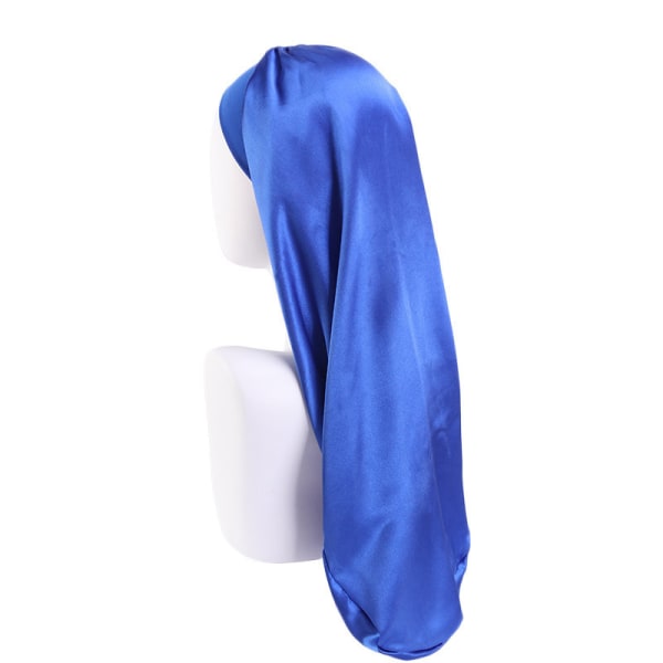Simulering silke lång tub elastisk cap (blå)