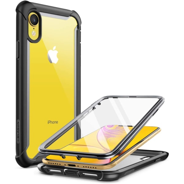 iPhone XR Rugged Clear Bumper Case Skärmskydd (svart)