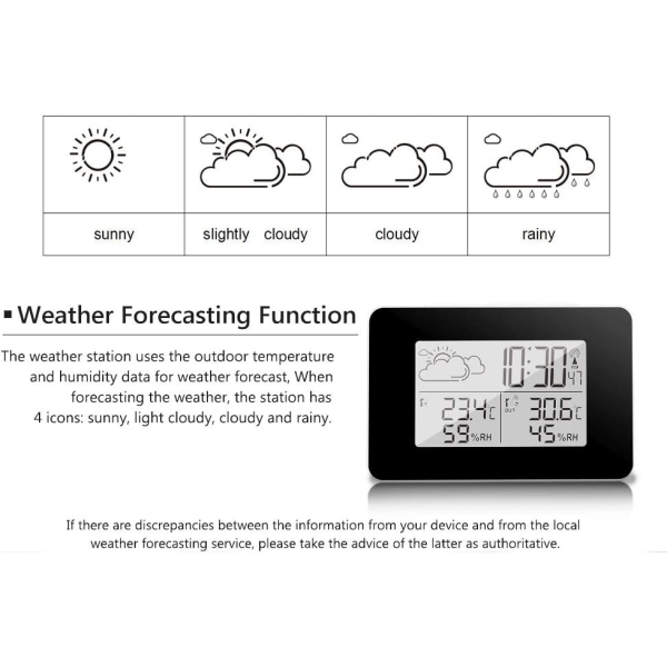 Trådlös digital väderstation för inomhus och utomhus väderprognos Termometer Sensor Hygrometer